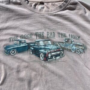 Men's Newport Blue T-Shirt Beige Classic Truck XL Tropical Muscle Oldies CA 50s